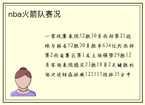 nba火箭队赛况